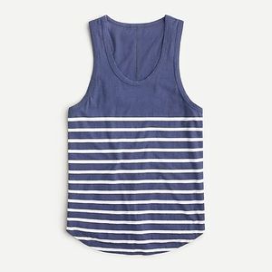 J.Crew weekend blue & white striped cotton tank.